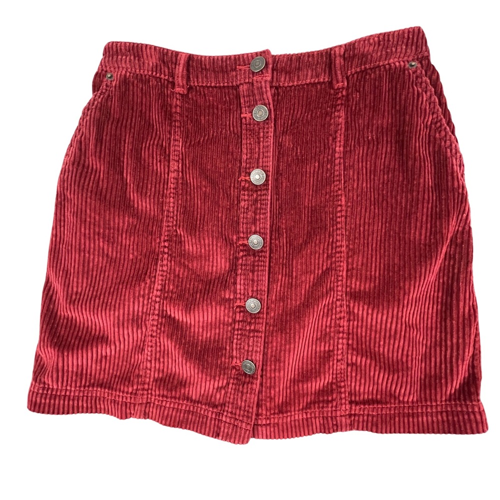 VTG Abercrombie‎ & Fitch Womens XS Corduroy Mini Skirt Button Front Y2K Preppy